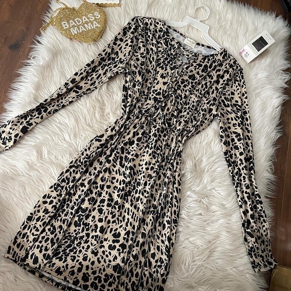 NWOT Peach Love California Animal Print Bodycon Lace-Up Dress – Size Small - Picture 4 of 14